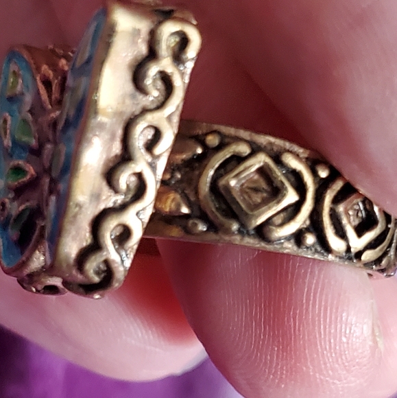 SOLD Amy Kahn Russell butterfly enamel ring solid bronze vintage Timeless! - Picture 9 of 9